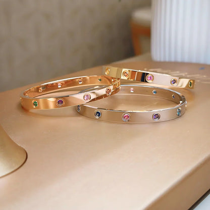 [Super Jewellery]Classic 6.1mm Love Bracelet 10-Diamond Multicolor