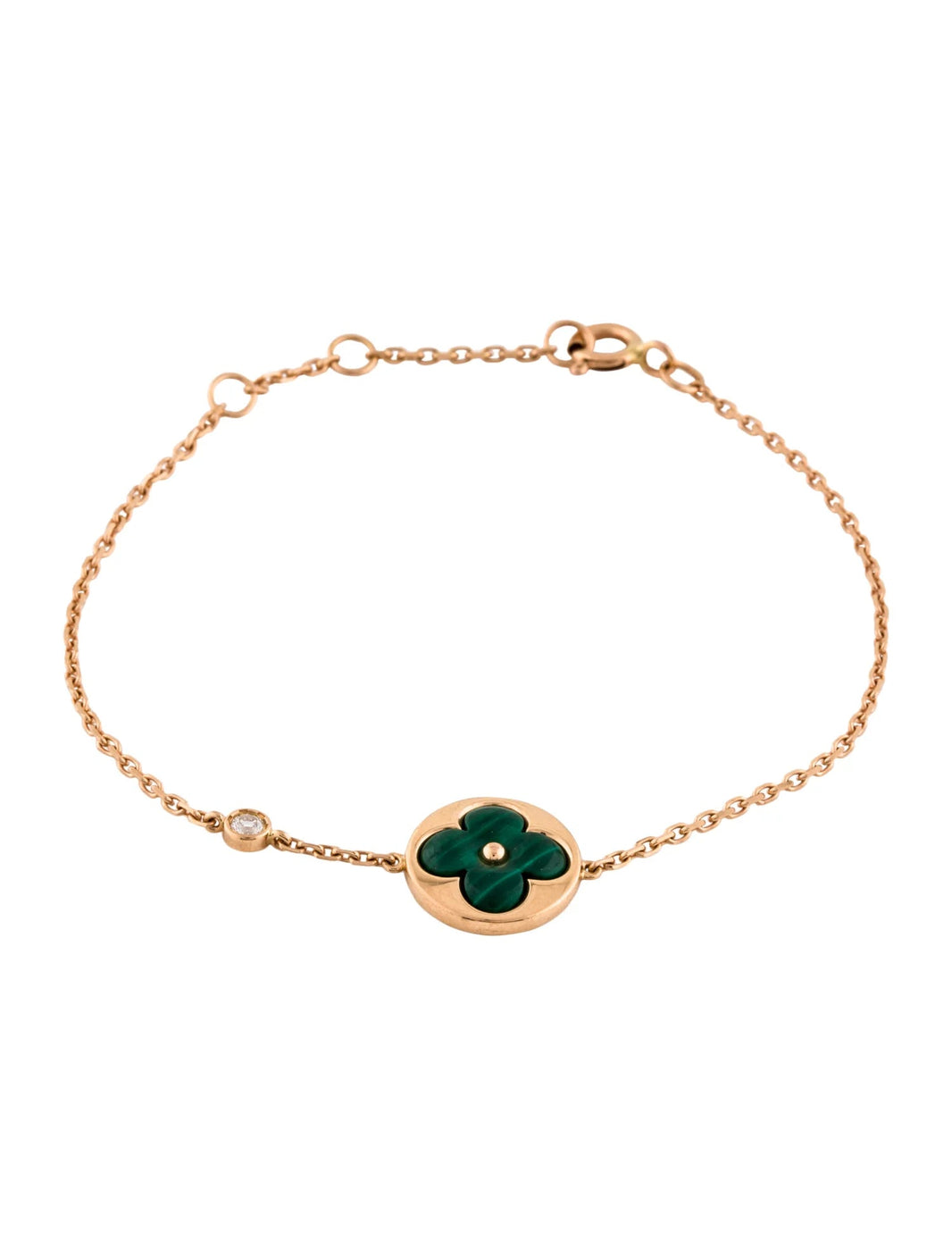 [Super Jewellery]SUN MALACHITE 1 DIAMOND PINK GOLD BRACELET