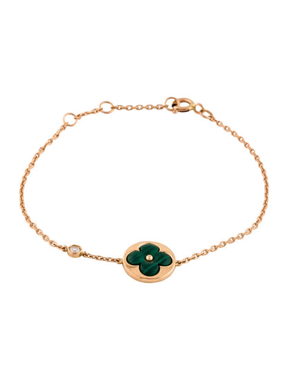 [Super Jewellery]SUN MALACHITE 1 DIAMOND PINK GOLD BRACELET