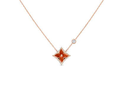 [Super Jewellery]STAR NECKLACE PINK GOLD 1 DIAMOND