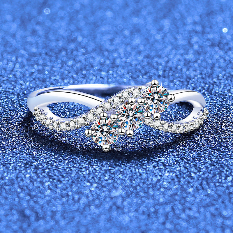[Super CiCi]MOISSANIT-RING MIT VERSCHLUNGENEM DESIGN