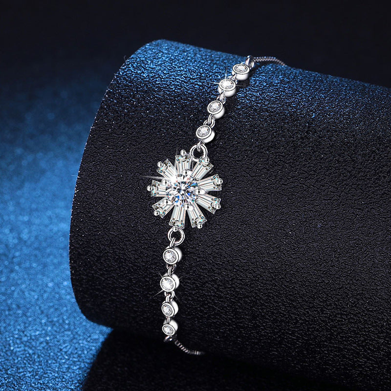 [Super CiCi]STRAHLENDES EISKRISTALL-SONNENBLUMEN-MOISSANIT-ARMBAND