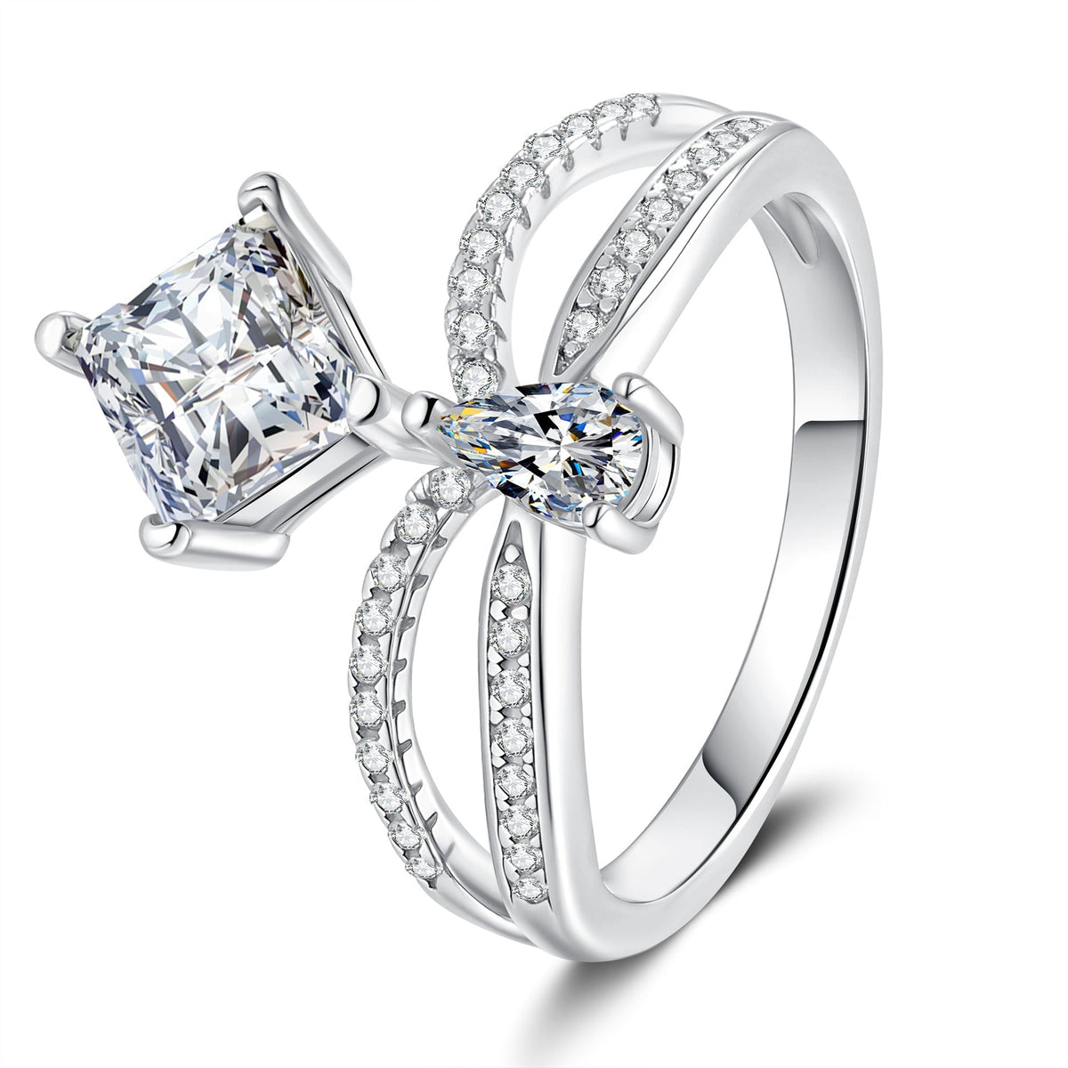 [Super CiCi]ELEGANTES DOPPELT VERDREHTES MOISSANIT-RING