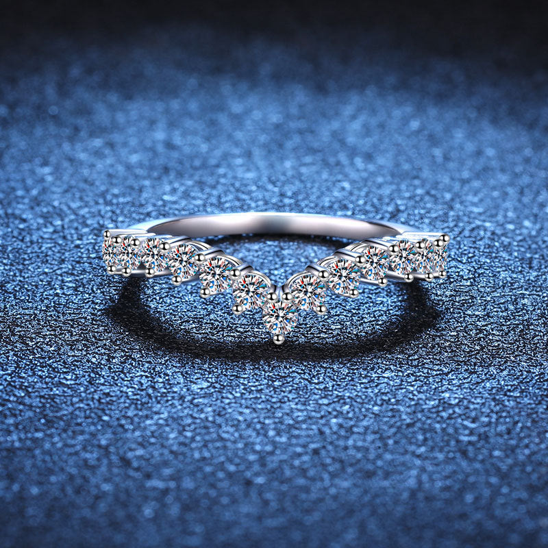 [Super CiCi]ELEGANT V-FÖRMIGER CHEVRON-MOISSANIT-RING