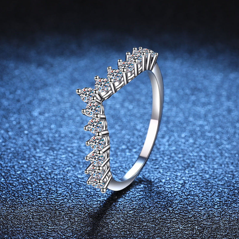[Super CiCi]ELEGANT V-FÖRMIGER CHEVRON-MOISSANIT-RING