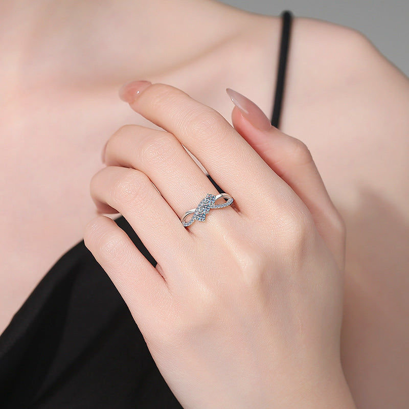 [Super CiCi]MOISSANIT-RING MIT VERSCHLUNGENEM DESIGN
