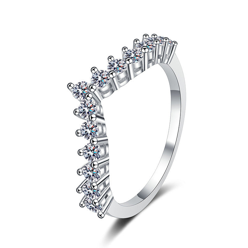 [Super CiCi]ELEGANT V-FÖRMIGER CHEVRON-MOISSANIT-RING