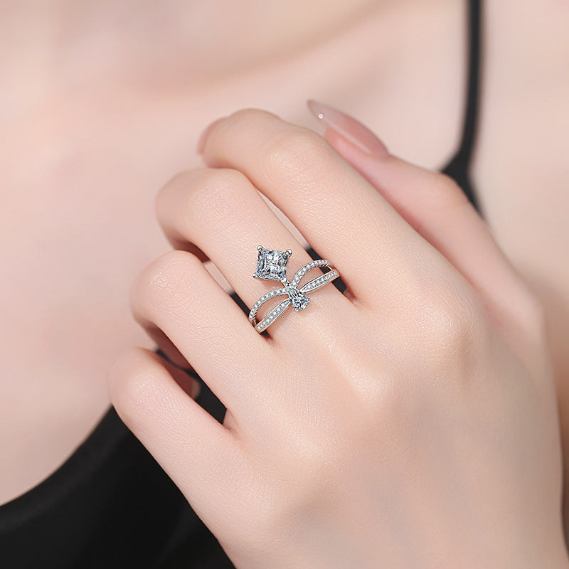 [Super CiCi]ELEGANTES DOPPELT VERDREHTES MOISSANIT-RING