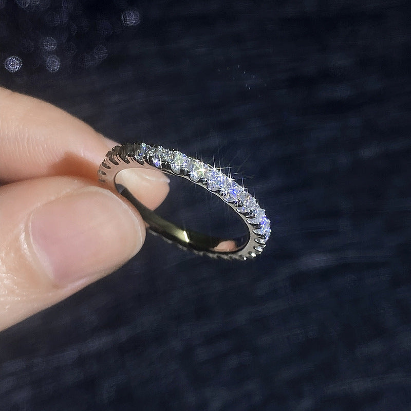 [Super CiCi]ZIERLICHER 0,87 KT VOLL-ETERNITY-MOISSANIT-RING