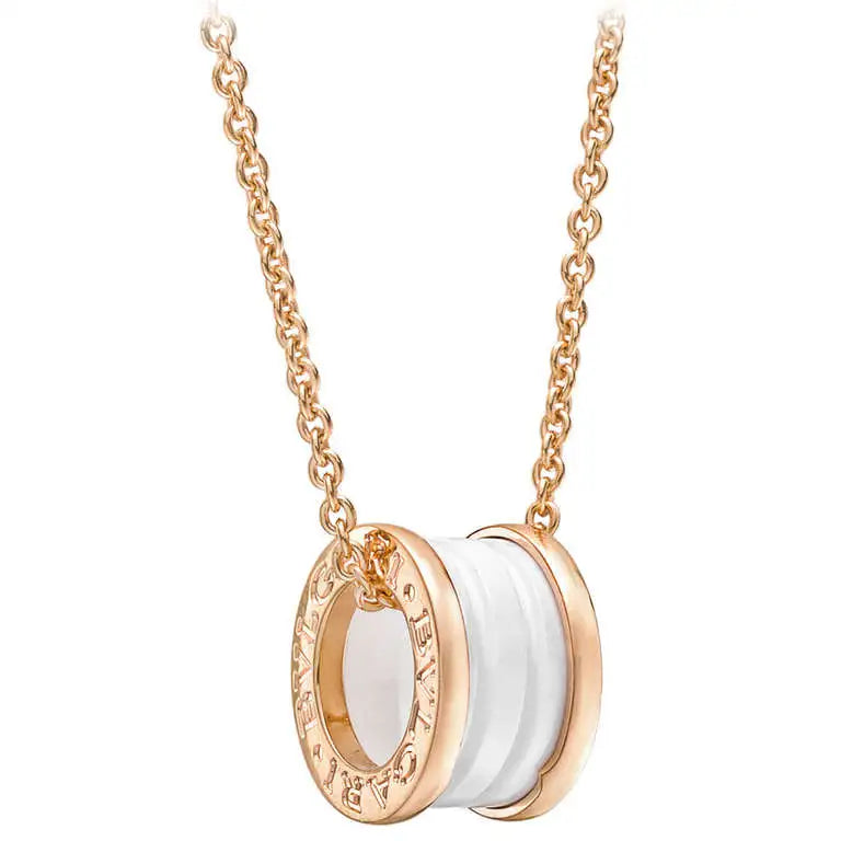 [Super]ZERO 1 WHITE CERAMIC PINK GOLD DIAMOND NECKLACE