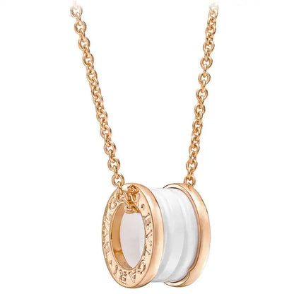 [Super]ZERO 1 WHITE CERAMIC PINK GOLD DIAMOND NECKLACE