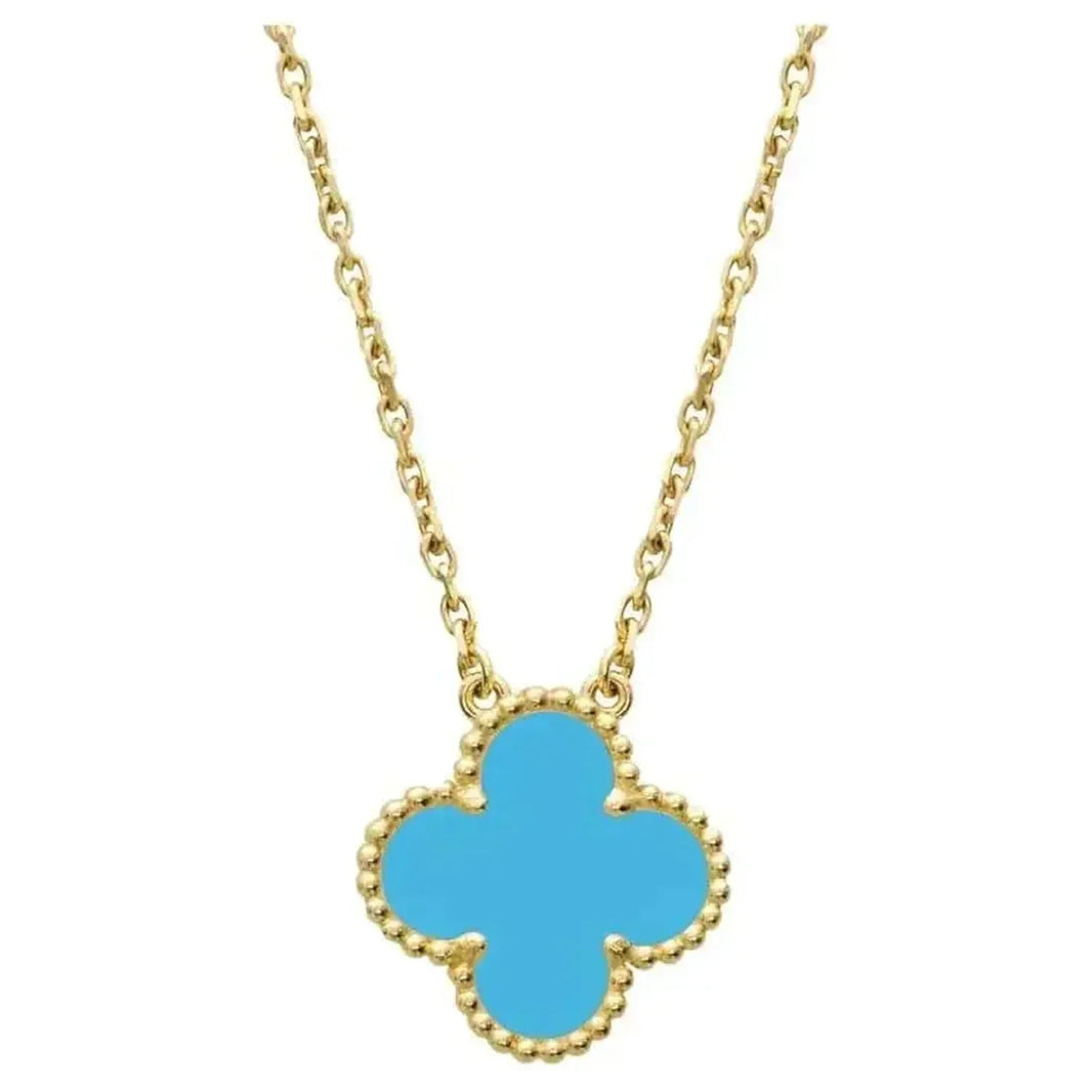 [Super Jewellery]CLOVER 15MM VINTAGE TURQUOISE NECKLACE
