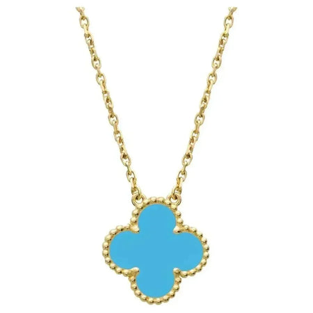 [Super Jewellery]CLOVER 15MM VINTAGE TURQUOISE NECKLACE
