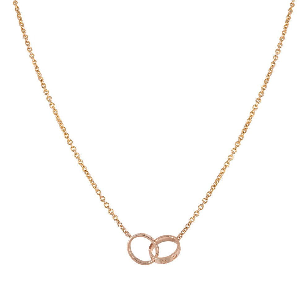 [Super Jewellery]LOVE NECKLACE DOUBLE RING PINK GOLD