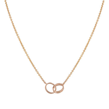 [Super CiCi ]LOVE NECKLACE DOUBLE RING PINK GOLD