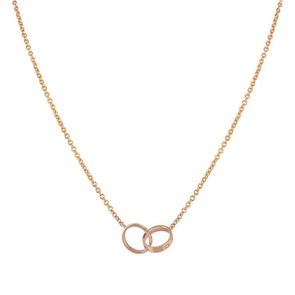 [Super Jewellery]LOVE NECKLACE DOUBLE RING PINK GOLD