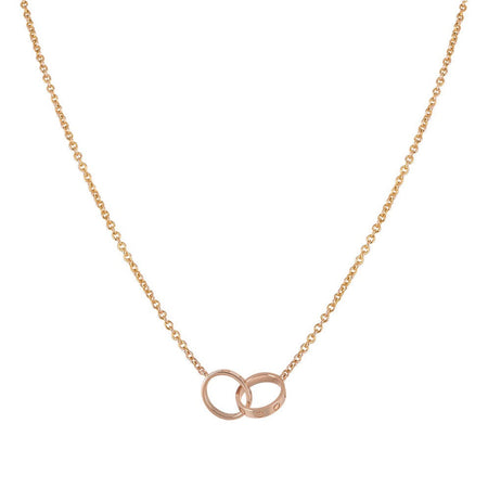 [Super Jewellery]LOVE NECKLACE DOUBLE RING PINK GOLD
