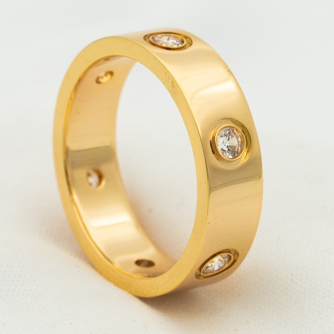 [Super Jewellery]LOVE RING 5.5MM 6 DIAMONDS PINK GOLD