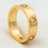 [Super Jewellery]LOVE RING 5.5MM 6 DIAMONDS PINK GOLD