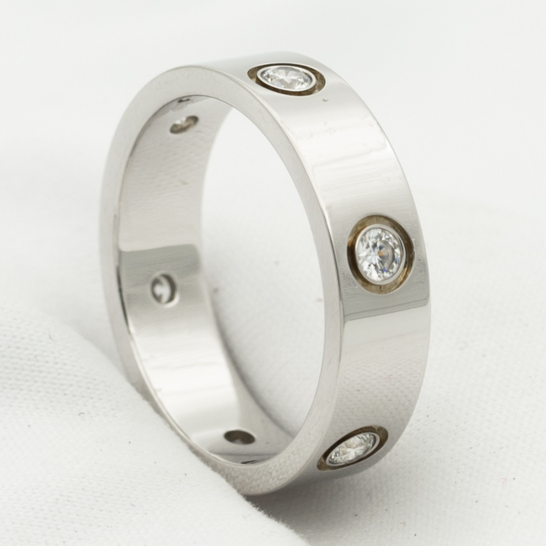 [Super Jewellery]LOVE RING 5.5MM 6 DIAMONDS SILVER