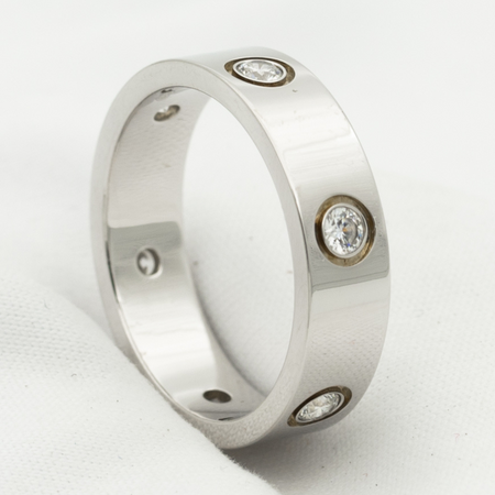 [Super Jewellery]LOVE RING 5.5MM 6 DIAMONDS SILVER