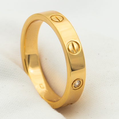 [Super Jewellery]LOVE RING 4MM 1 DIAMOND PINK GOLD