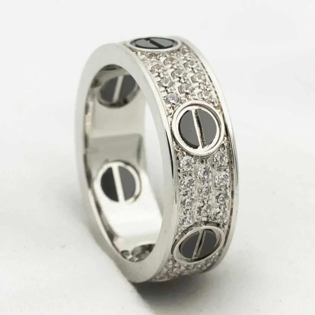 [Super Jewellery]LOVE RING 5.5MM DIAMONDS PAVED CERAMIC