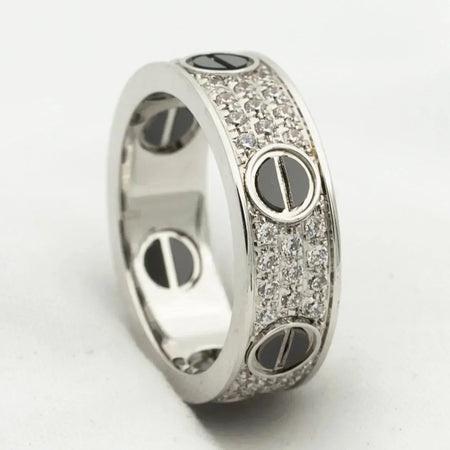 [Super Jewellery]LOVE RING 5.5MM DIAMONDS PAVED CERAMIC