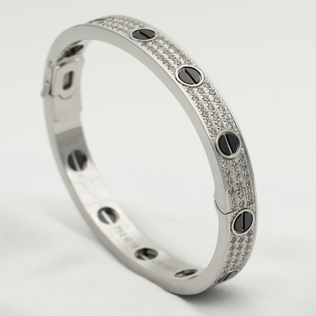 [Super Jewellery]LOVE BRACELET 6.1MM DIAMOND-PAVED CERAMIC