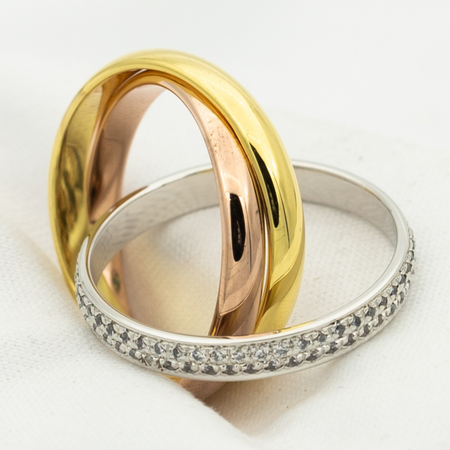 [Super Jewellery]TRINITY RING GOLD PINK GOLD SILVER DIAMONDS
