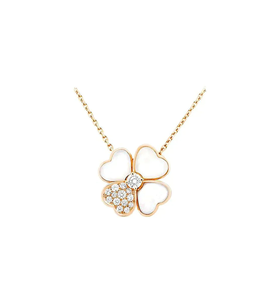 [Super Jewellery]CLOVER MOP DIAMOND ROSE GOLD NECKLACE