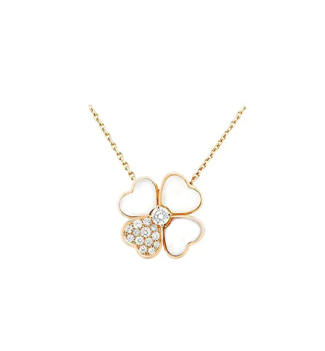 [Super CiCi ]CLOVER MOP DIAMOND ROSEGOLD HALSKETTE