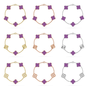[Super CiCi ] KOLLEKTION: CLOVER 5-MOTIV-ARMBAND VIOLETT