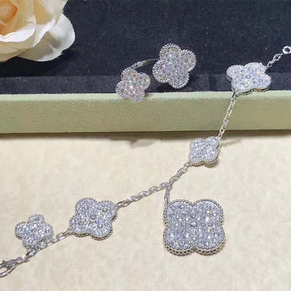 [Super Jewellery]CLOVER 6 MOTIFS SILVER DIAMOND BRACELET