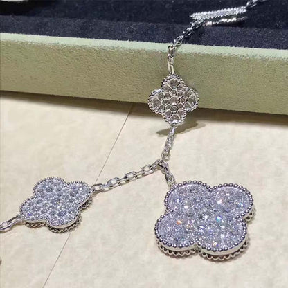 [Super Jewellery]CLOVER 6 MOTIFS SILVER DIAMOND BRACELET