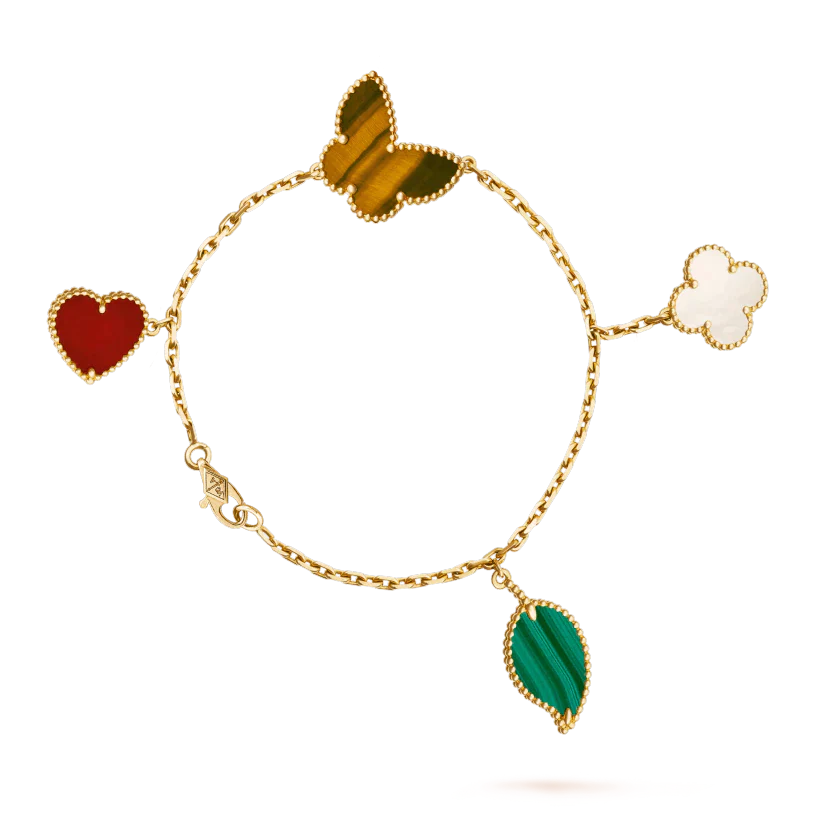 [Super Jewellery]LUCKY SPRING 5 MOTIF GOLD BRACELET