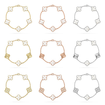 [Super CiCi ]CLOVER WHITE PEARL MOP 5 MOTIF BRACELET COLLECTION