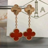 [Super Jewellery]CLOVER 2 MOTIF  LASER CARNELIAN EARRINGS