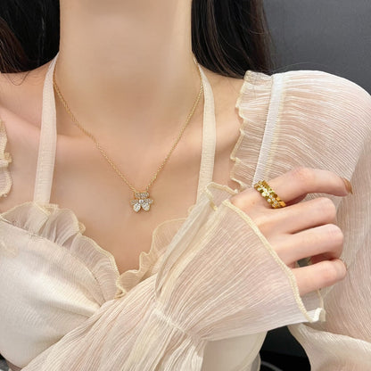 [Super Jewellery]FLOWER DIAMOND NECKLACE