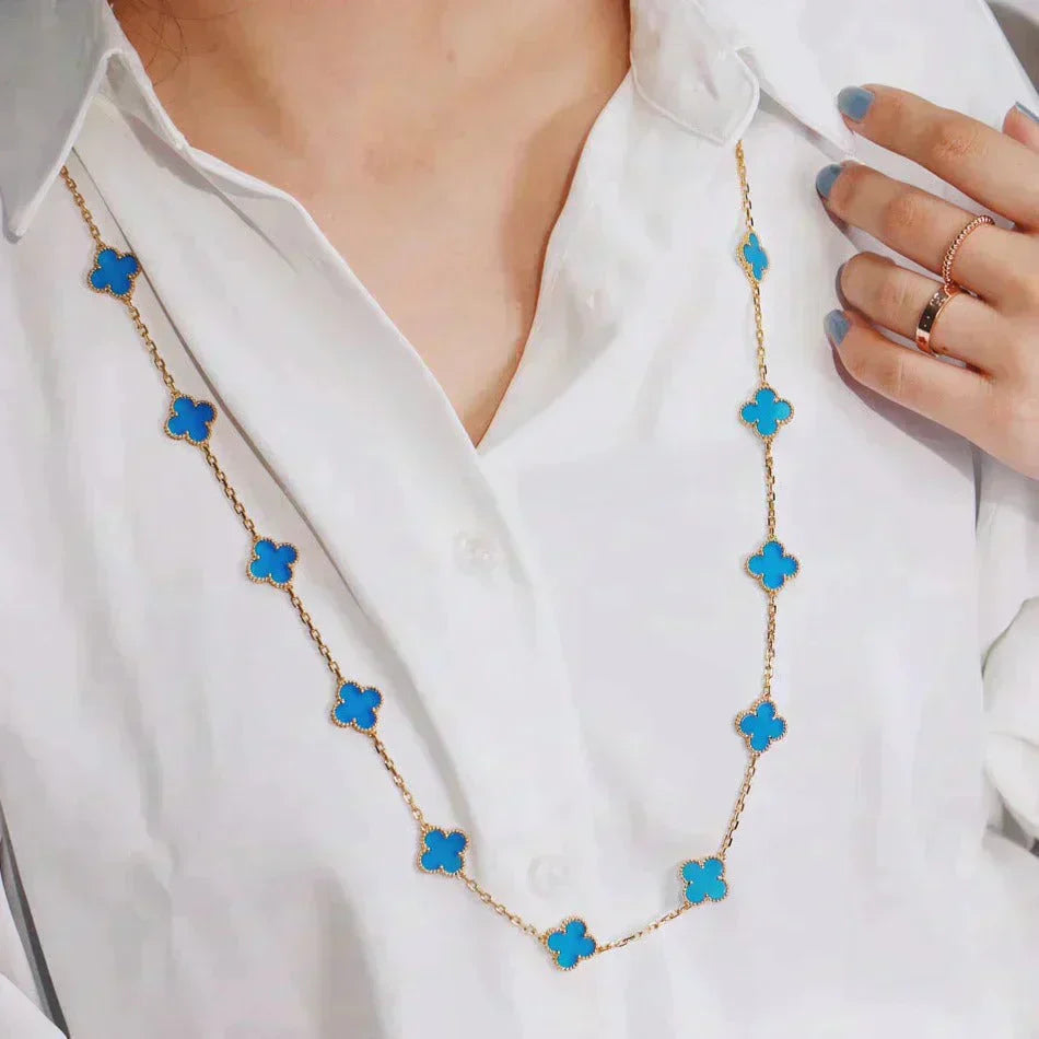 [Super Jewellery]CLOVER 20 MOTIFS BLUE AGATE GOLD