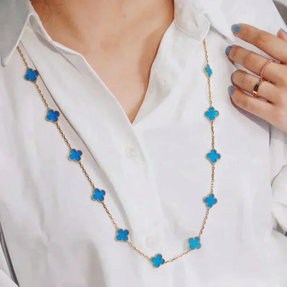 [Super Jewellery]CLOVER 20 MOTIFS BLUE AGATE GOLD