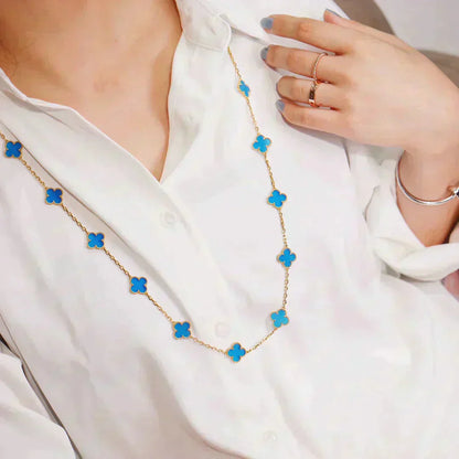 [Super Jewellery]CLOVER 20 MOTIFS BLUE AGATE GOLD