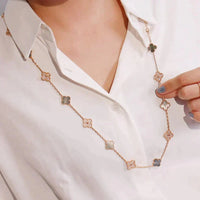 [Super Jewellery]CLOVER 20 MOTIFS DARK MOP DIAMOND  NECKLACE