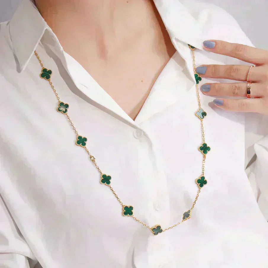 [Super Jewellery]CLOVER 20 MOTIFS MALACHITE GOLD