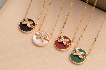 [Super Jewellery]JEUX DE PINK GOLD DIAMOND NECKLACE