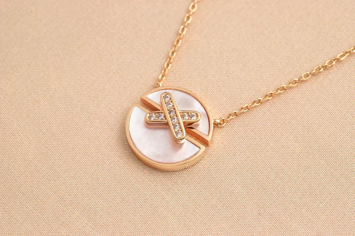 [Super CiCi ]ROSEGOLD-DIAMANT-HALSKETTE-SET
