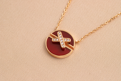 [Super Jewellery]JEUX DE PINK GOLD DIAMOND NECKLACE
