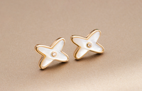 [Super Jewellery]JEUX DE WHITE MOP PINK GOLD DIAMOND EARRINGS