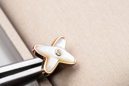[Super Jewellery]JEUX DE WHITE MOP ROSE GOLD DIAMOND EARRINGS