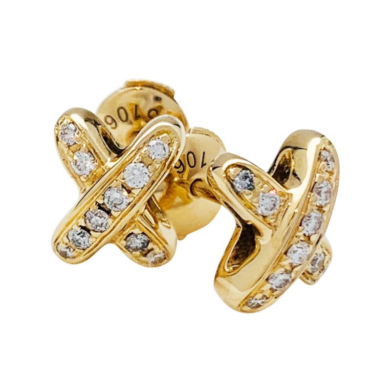 [Super Jewellery]JEUX DE GOLD DIAMOND EARRINGS